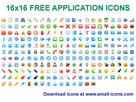 Screenshot for 16x16 Free Application Icons 2011.1