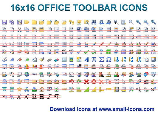 Click to view 16x16 Office Toolbar Icons 2012.1 screenshot