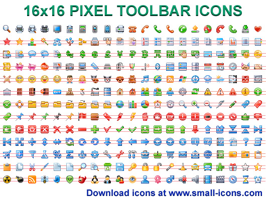 Click to view 16x16 Pixel Toolbar Icons 2011.1 screenshot